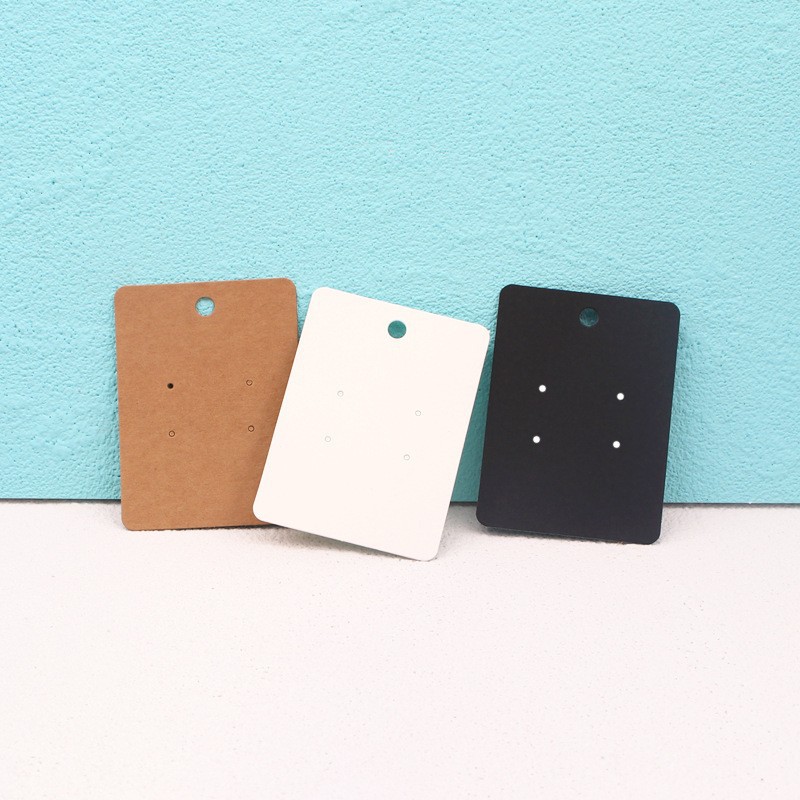 5.8x7.8cm耳环卡纸空白4孔耳钉卡牛皮纸饰品包装卡100张烫印logo