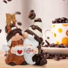 クロスボーダー新しいクリスマスコーヒーダブルノーム樹脂工芸品装飾品家の装飾デスクトップギフト恋人
