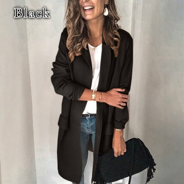 Frau Mantel Lange Ärmel Blazer Unternehmen Einfarbig display picture 6