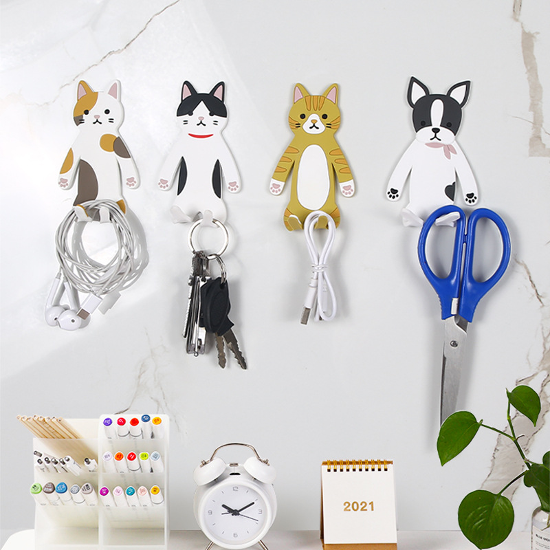 Cartoon Animal Hooks Without Punching Strong Sticky Hooks Creative Cute Kitchen Bathroom Door Behind the Traceless Hooks Wholesale