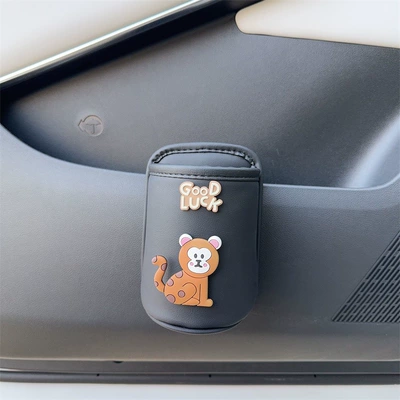 on the Car Door, Water Cup Holder, Car cup holder/beverage holder - monkey-year-black-teacup-storage-bucket