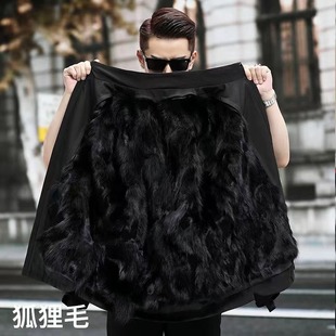 Parker Men's Casual Short Fur Coat Fox Fur Liner Detachable Jacket Fur Winter