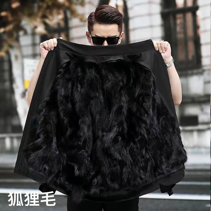 Parker Men's Casual Short Fur Coat Fox Fur Liner Detachable Jacket Fur Winter