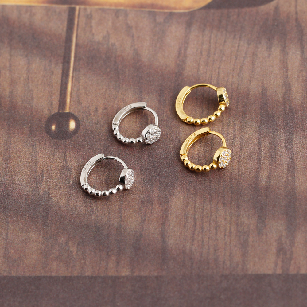 Fashion Geometric Sterling Silver Inlay Zircon Earrings 1 Pair