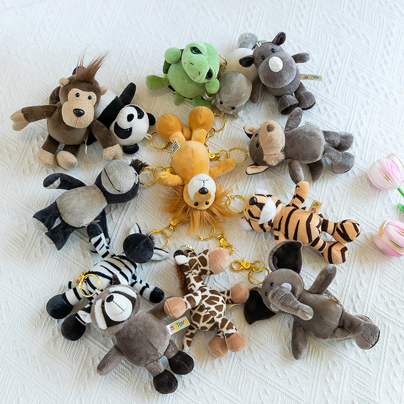 正規版JSQTOYSジャングル動物のぬいぐるみが可愛いキーホルダーに飾られています。|undefined