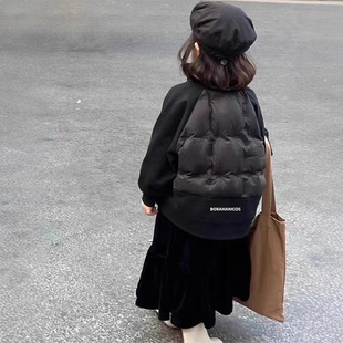 Korean Children's Clothing Boys and Girls down Jacket 2024 New Winter Children's Fleece-Lined Patchwork Coat for Older Children Zipper Jacket