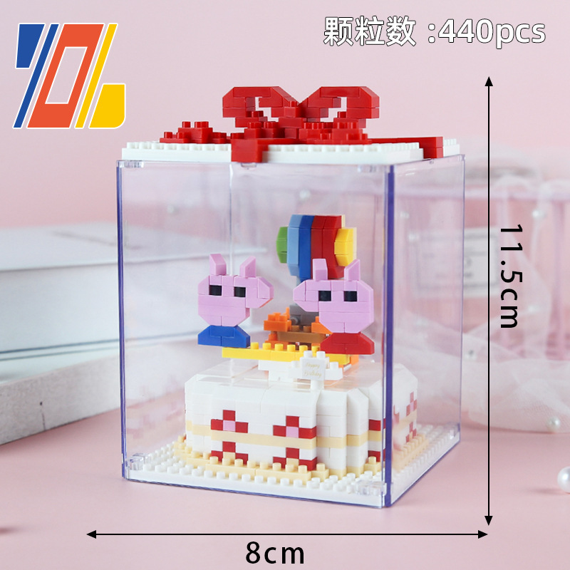 Torta de cumpleaños micro diamante pequeña partícula bloques construcción novias lindas regalo chica serie juguetes al por mayor regalos del estudiante