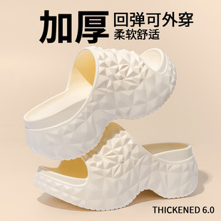Cross-border new foot shit feeling one-word slippers summer wear thick bottom increased non-slip wear-resistant eva durian slippers wholesale