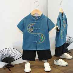 Children's Tang suit boys suit spring and autumn Chinese style two-piece set retro Chinese Hanfu baby Chinese culture clothing