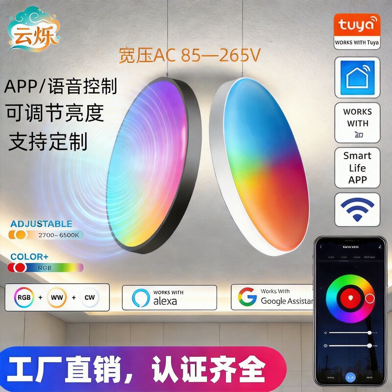 Smart Dimmable and Color-Adjustable Bluetooth Three-Proof Ceiling Light with App Connection, Remote Alexa Voice Control, and Music Rhythm Smart Dimmable and Color-Adjustable Bluetooth Three-Proof Ceiling Light with App Connection, Remote Alexa Voice Control, and Music Rhythm