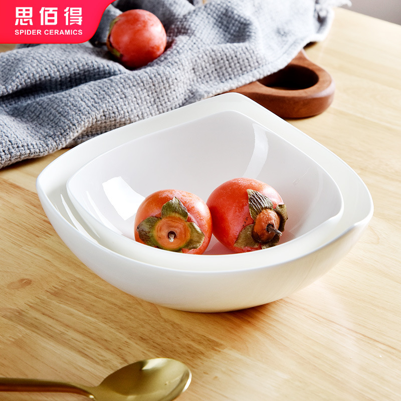 Pure white creative bone china triangle bowl dipping dish Western salad bowl simple ceramic triangle soup bowl tableware Tangshan