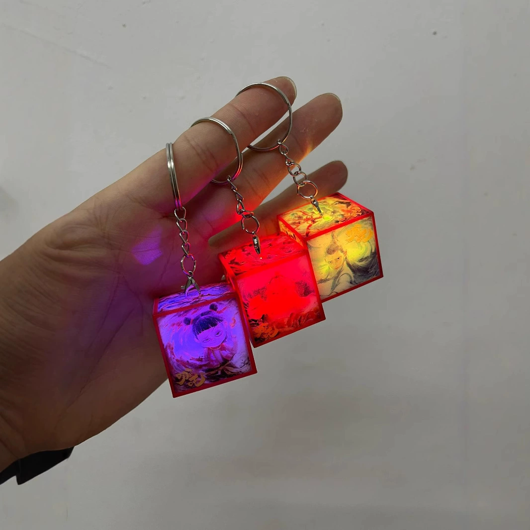 Nezha: Devil Child's Sea Surrounding Pendant Colorful Glowing Nezha Keychain Student Prize Kindergarten Small Gift