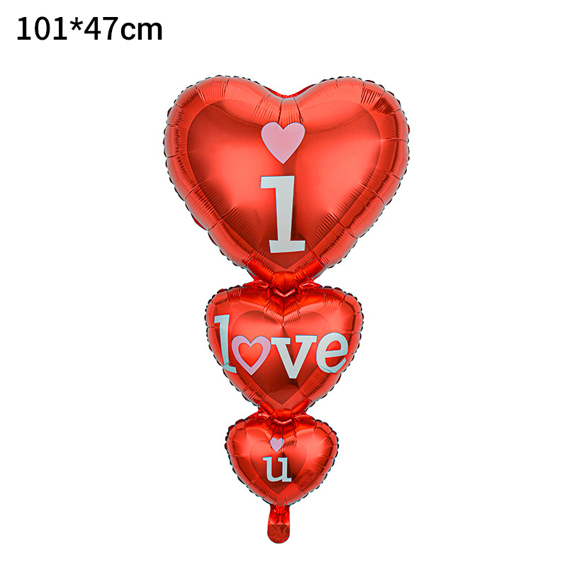 Decoración de San Valentín de Amazon, globo en forma de corazón, oso de dibujos animados, corazón de amor unido, globo de San Valentín, globo de aluminio