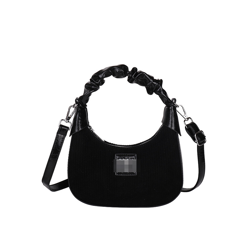 Bolsos de axila populares transfronterizos para mujer 2025 nuevo bolso de bola de masa de moda retro bolso de mensajero de un solo hombro plisado de terciopelo