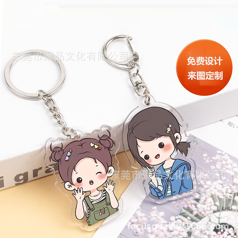 Custom Acrylic Keychain with Anime Celebrity Photo, DIY Custom-Made Card, Cartoon Double-Layer Badge