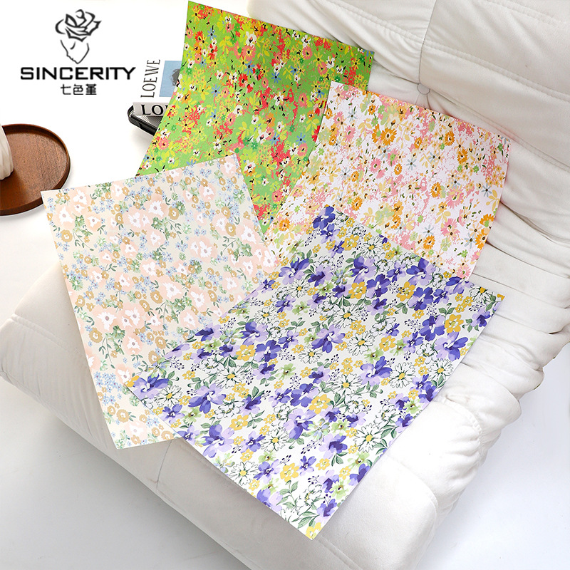 Papel de regalo floral de jardín pequeño de siete colores, embalaje de regalo hecho a mano de bricolaje, floristería, papel de regalo floral