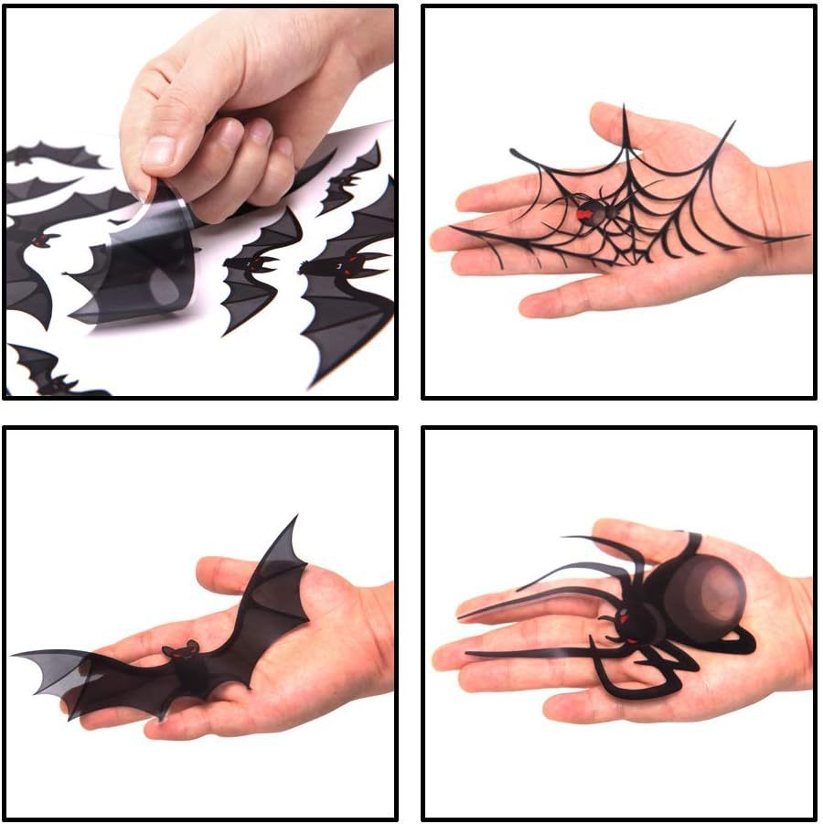 Halloween negro murciélago araña pegatinas ventanas de vidrio adsorbente decoración de automóviles decoración de fiestas