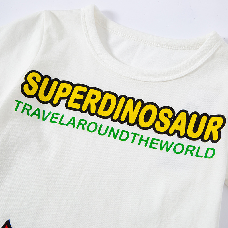 2024 ropa para niños nuevo verano niños de manga corta Camiseta dinosaurio impresión marca de moda coreana niños Top entrega de una sola pieza