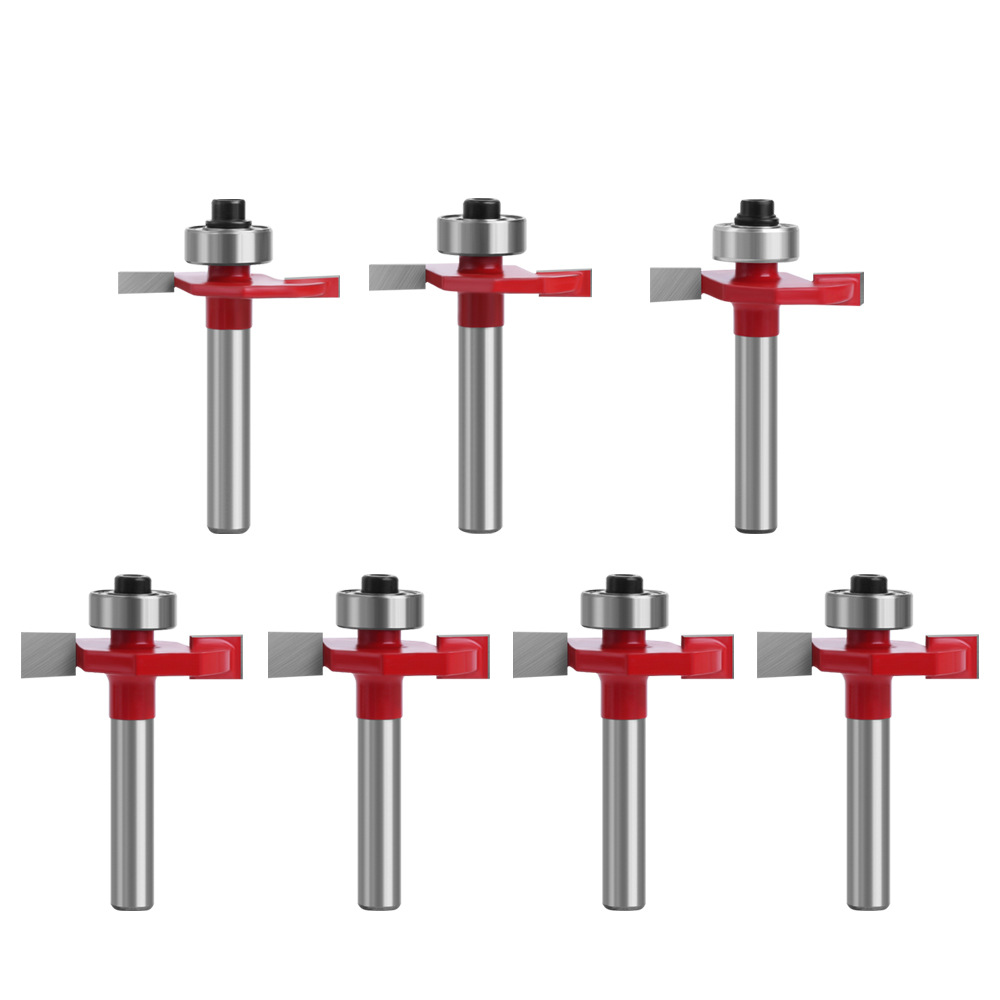 1/4 mango bola en forma de T cuchillo de carpintería herramienta de fresado máquina de corte de la cabeza del cortador ranura cuchillo conjunto de 8 piezas