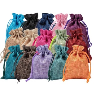 Factory direct supply color linen bag bag jewelry gift packaging bag imitation linen bag small bag wholesale spot