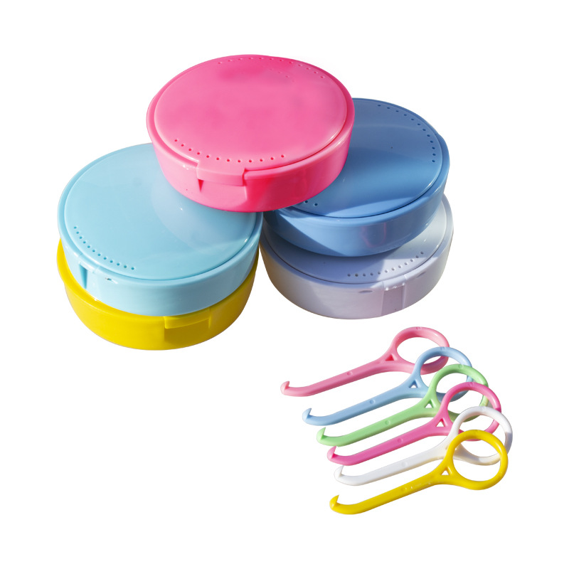 Caja de dentadura dental Caja de soporte de medio puerto Caja de almacenamiento Caja de dentadura Caja de dentadura Sacrificador de soporte dental con gancho invisible