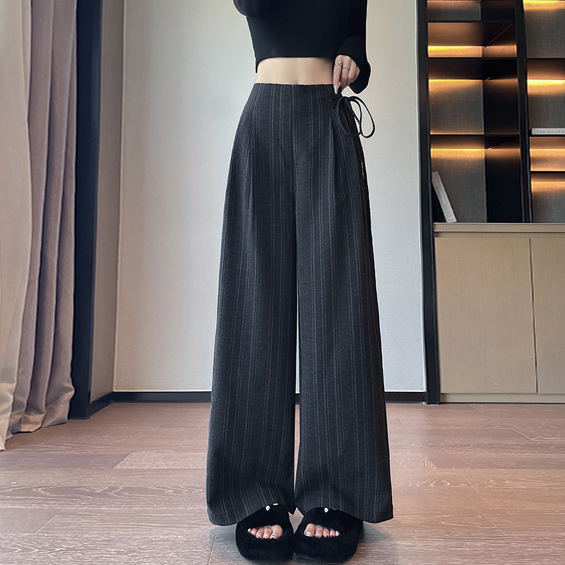 条纹设计西装阔腿裤女2025秋季新款设计感气质高腰显瘦百搭休闲裤|undefined