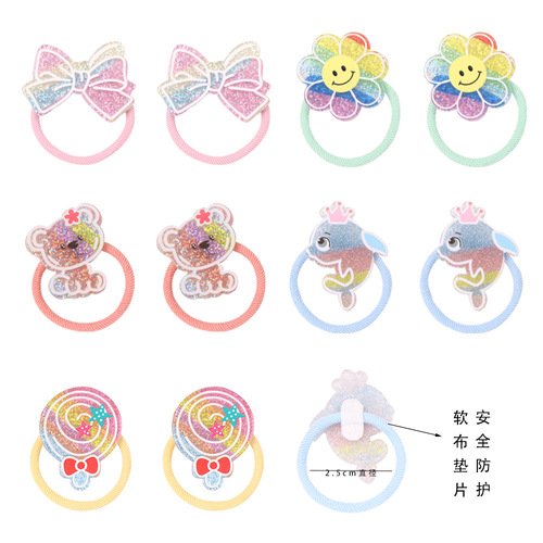 Cute Crown Flower Hair Tie for Kids, Non-Damaging, Cartoon Baby Girls Hairband, Loving Butterfly Knot Hair Accessory