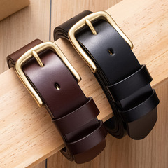 休閒女士真皮皮帶百搭純銅針扣素麵頭層牛皮細腰帶源頭廠家批發