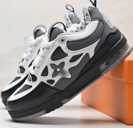 2025 lujo ligero L nicho marca de moda V caucho vacío cabeza de cuero zapatos de hombre deportivos casuales versátiles zapatos de mujer skate cross-border