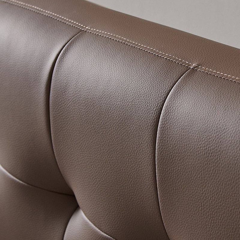 Cama de suspensión de waffle minimalista italiana, hebilla de tirón, cama de cuero de vaca, cama de matrimonio, cama doble, dormitorio principal, 1.8m