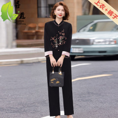 新款中老年女装金丝绒套装妈妈装秋装衣服40-60岁洋气两件套中年