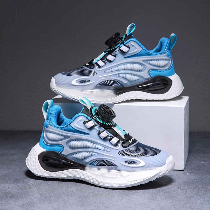 2024 Spring and Autumn New Children's Sports Shoes: Big Boys' Rotating Buckle Leather Waterproof Basketball Shoes_voghion.com