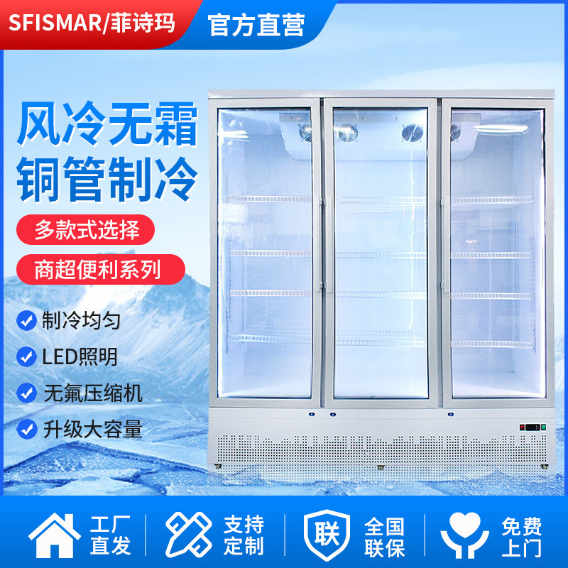 菲诗玛冷冻展示柜立式酒吧冷藏展示冰冻超市冷柜冰啤酒柜风冷冰箱