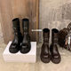 Su Yinyin with button boots ~ 6cm thick bottom locomotive high fleece-lined boots knight boots women's leather boots