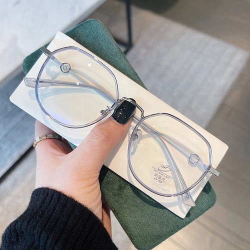 Personalized metal retro TR90 flat mirror for women without makeup myopia frame  fashionable personalized anti-blue light glasses