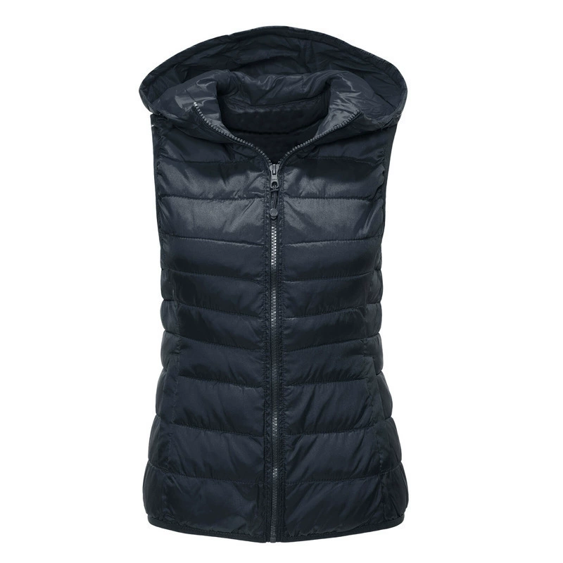 Keep warm vest with hood, demi-season tank top with down, down jacket, for import, plus size, slim fit