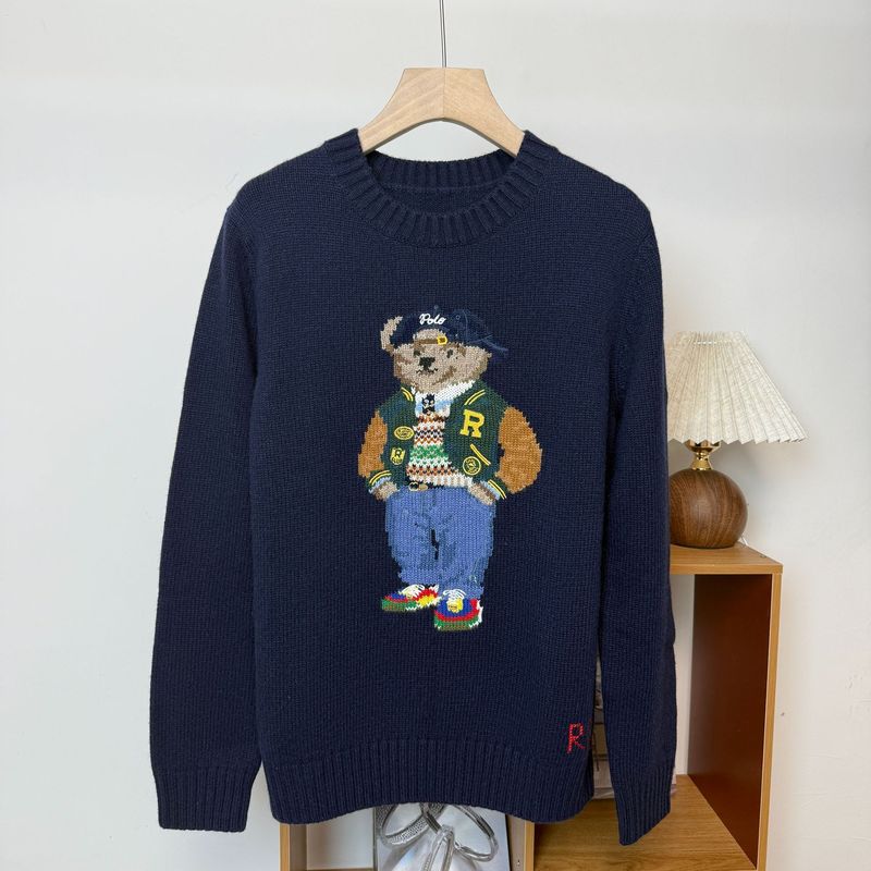 High-Quality/Scannable Bear 25 Years Autumn and Winter Wool Heavy Embroider Cartoon Round Neck Sweater Knitted for Men and Women