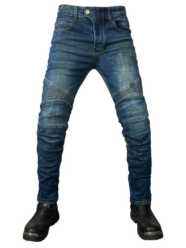 Pantalones de la motocicleta pantalones vaqueros de los hombres retro angustiado casual pantalones de la motocicleta stretch montar Caballero anti-caída de silicona