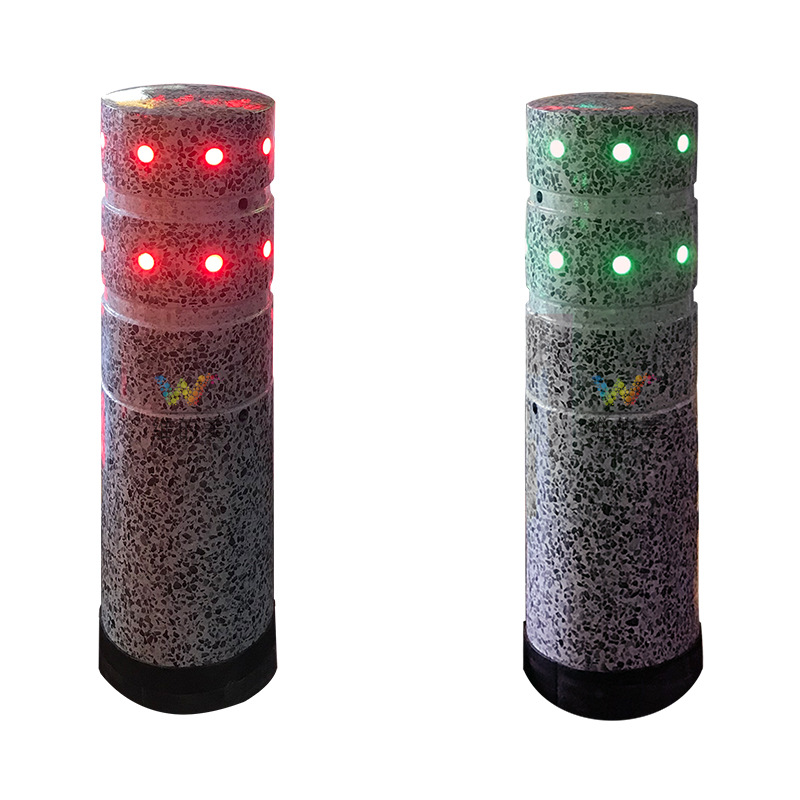 Atracciones turísticas del parque acera pilares de piedra pasarela zebra condujo colisión columna de advertencia de aislamiento de luz LED