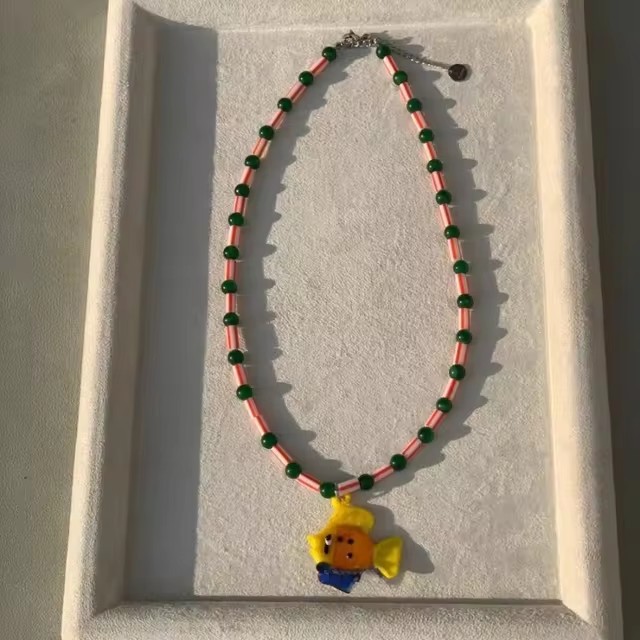 20g Weight Resin Pendant Material Pendant Necklace Classification Resin Chain Material Beaded Chain Chain Type 1 Piece Quantity Party, Street Occasion Resin Material Fish Pattern All Seasons Season Women's Gender Cartoon Style, Cute Style Cartoon Style Cute Fish Resin Beaded Chain Beaded Necklaces Wholesale 11