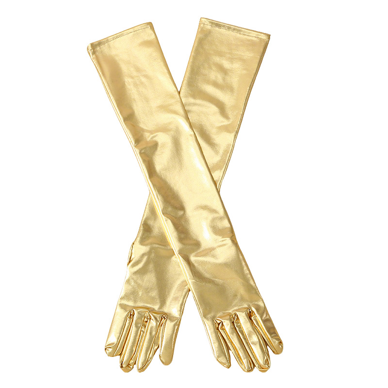 Guantes Largos de Charol para Mujer, 50 cm, Sexys, Elásticos, para Disfraces de Ópera, Cosplay, Color Oscuro