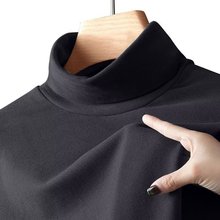 2024年休闲长袖t恤男秋冬季半高领打底衫男士立领德绒卫衣