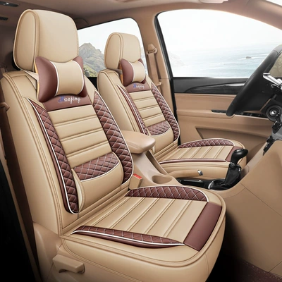 Vios Fortuner Four-Season Seven-Seater – Seat cushion, seat cover - 2-seats-for-driver-and-passenger-full-leather-rice-color