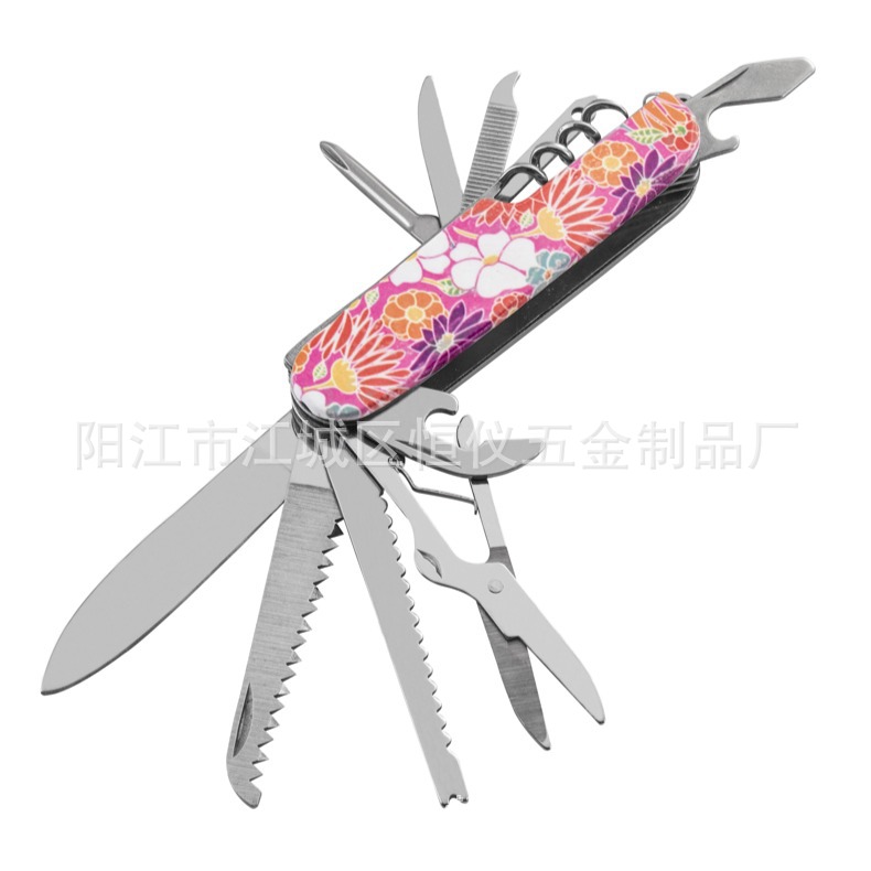 供应多功能11开小刀 多功能小刀 披覆迷彩图案瑞士军刀