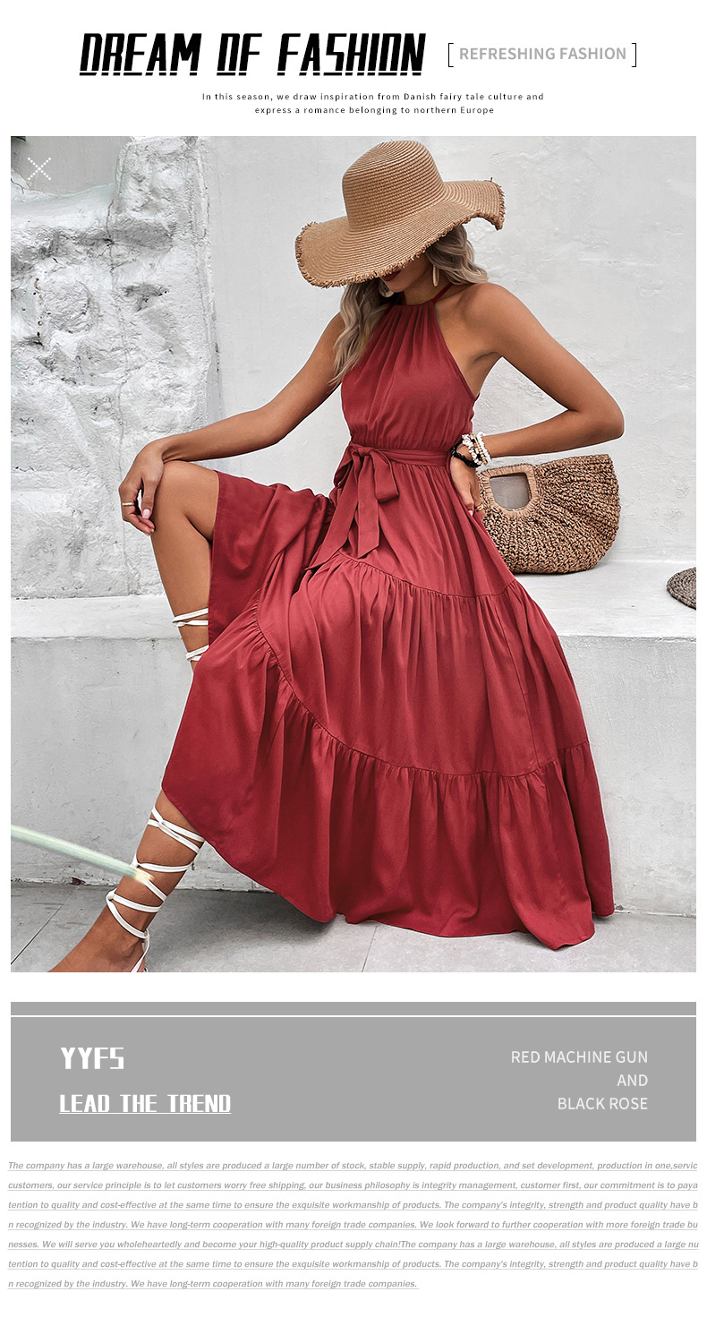 Women's Long Backless Dress In Solid Colour For Elegant Style_voghion.com