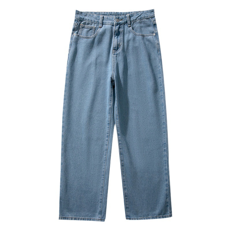 Vaqueros de pierna recta para hombre, vaqueros lavados desgastados retro de marca de moda para hombre, vaqueros americanos sueltos y versátiles hasta el suelo