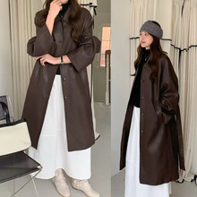 实拍~韩国东大门气质高级感长款过膝翻领百搭显瘦腰带外套女装
