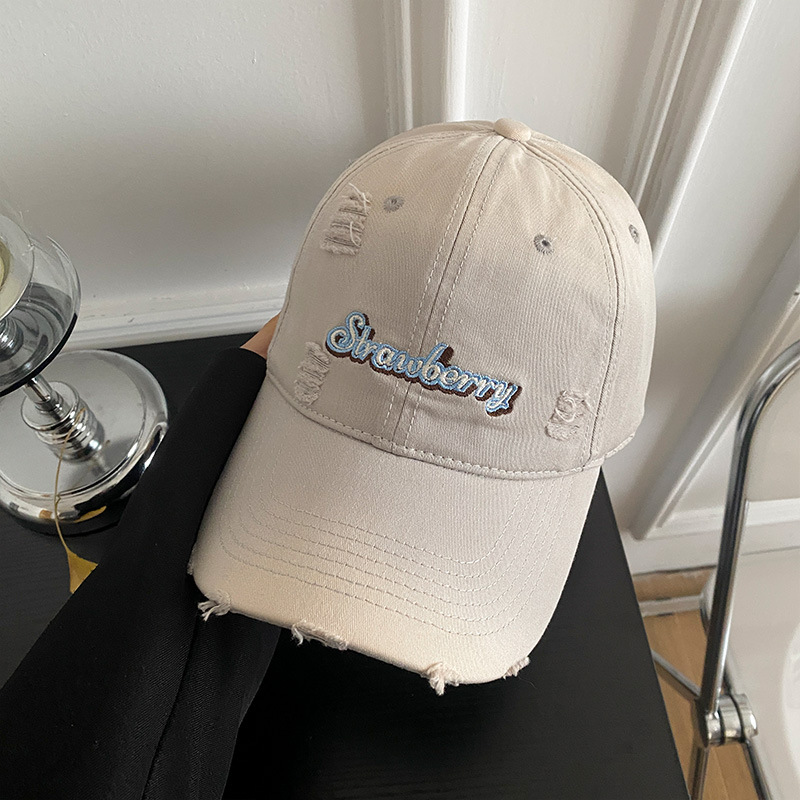 Carta roja bordada agujero gorra de béisbol mujer primavera 2025 nuevo aumento profundo gorra gor