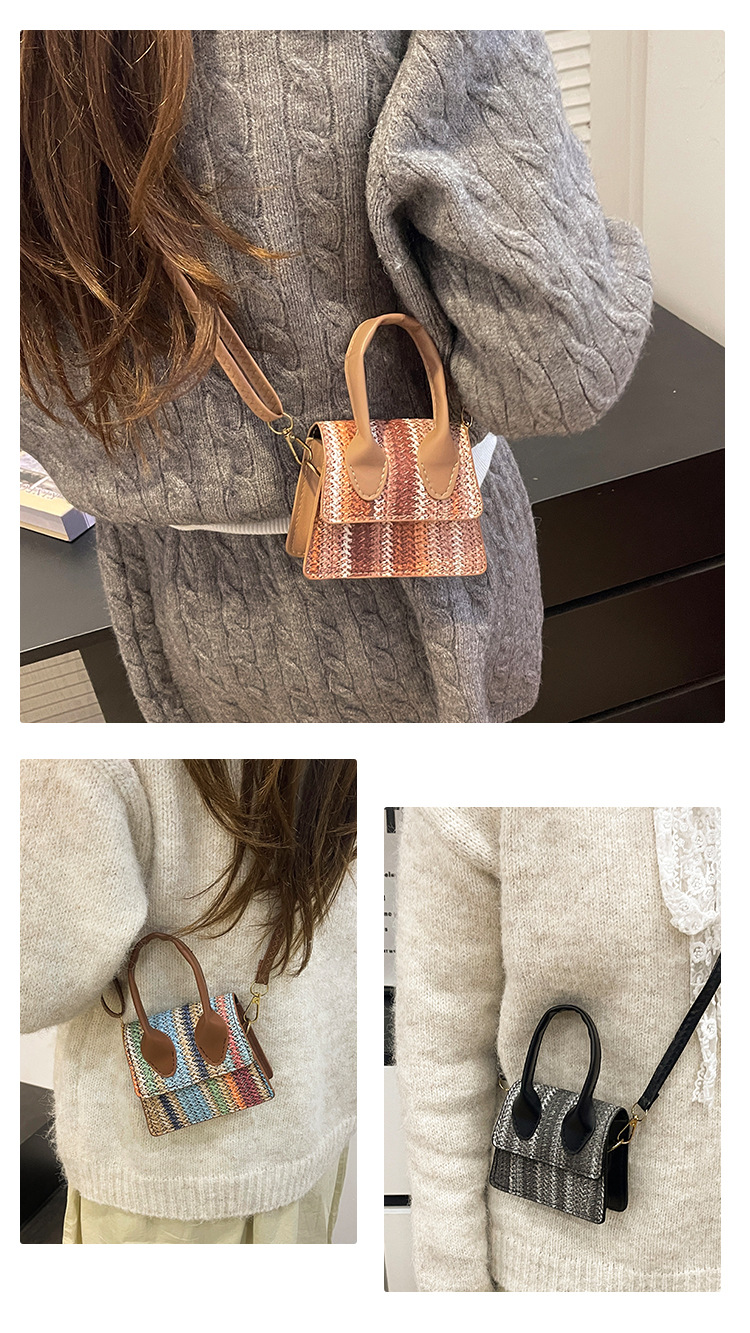 Borsa a tracolla da donna in paglia a righe per mare estate_voghion.com