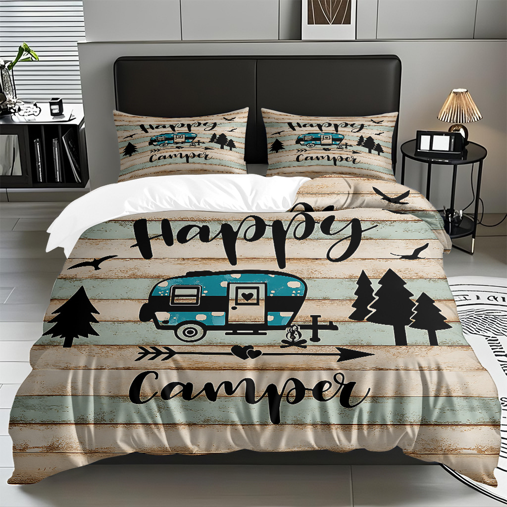 Ventas transfronterizas textiles caseros de ocio viento camping impresión digital abrasión quilt kit fuente de fábrica TEMU / JIT